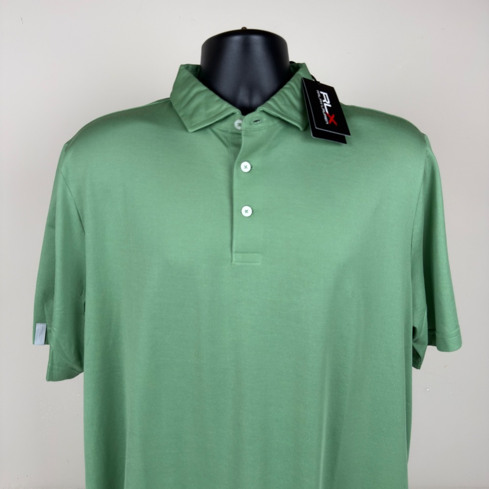 RLX Ralph Lauren Mens Golf Polo Shirt Green Short Sleeve Size Large New $98